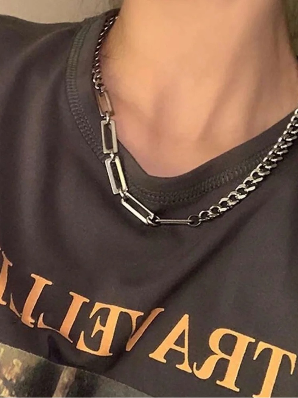 Stainless steel Chunky Cuban Necklace Half link Unisex Mens womens